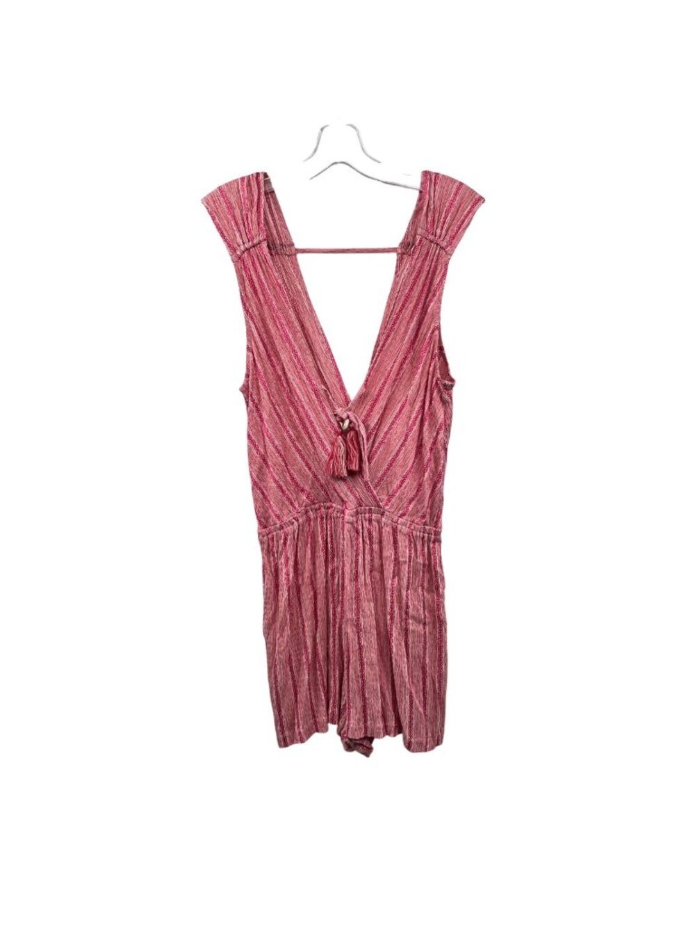 Becca by Rebecca Virtue Striped Romper Sleeveless Pink Size Medium Tassels